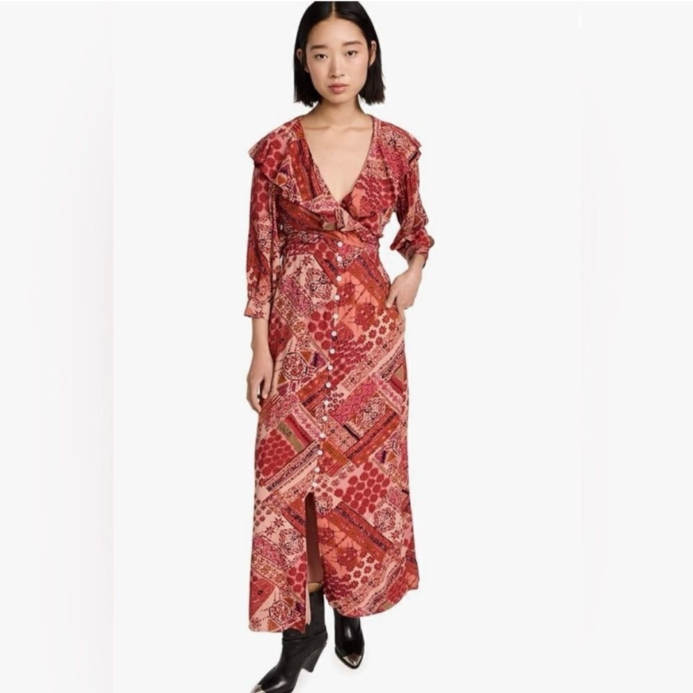 Free People Lennon Floral Button Front Maxi Dress Size Medium
